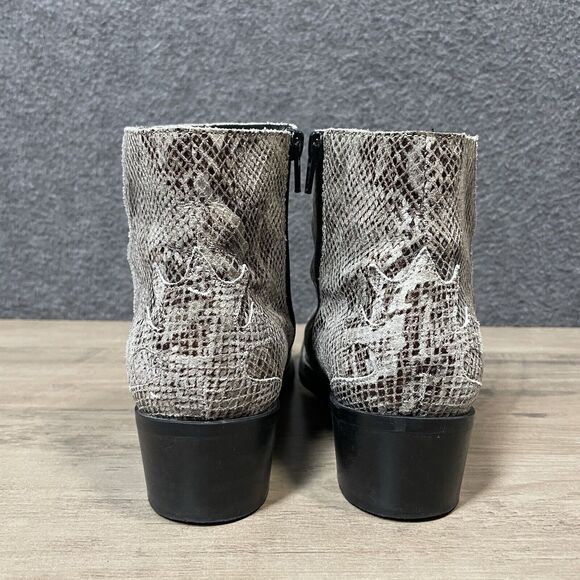 BIANCO Snake Side Zip Bootie Ankle Boots PORTUGAL Pointed Toe Womens US 8 EU 39 - Picture 4 of 10